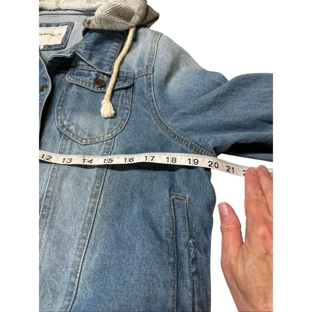 The Style Between Us blue denim jacket distinct grey hood Sz XL Juniors NWOT - Picture 5 of 7